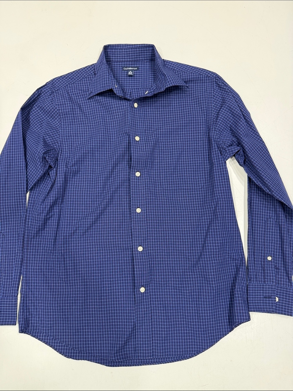 croft & barrow Navy Blue Windowpane Dress Shirt